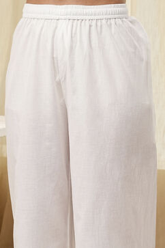 Off-White Cotton Schiffli Straight Suit Set image number 2
