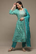 Blue Modal Machine Embroidered Unstitched Suit Set image number 1