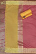 Pink Cotton Printed Embroidered Unstitched Suit Set image number 3