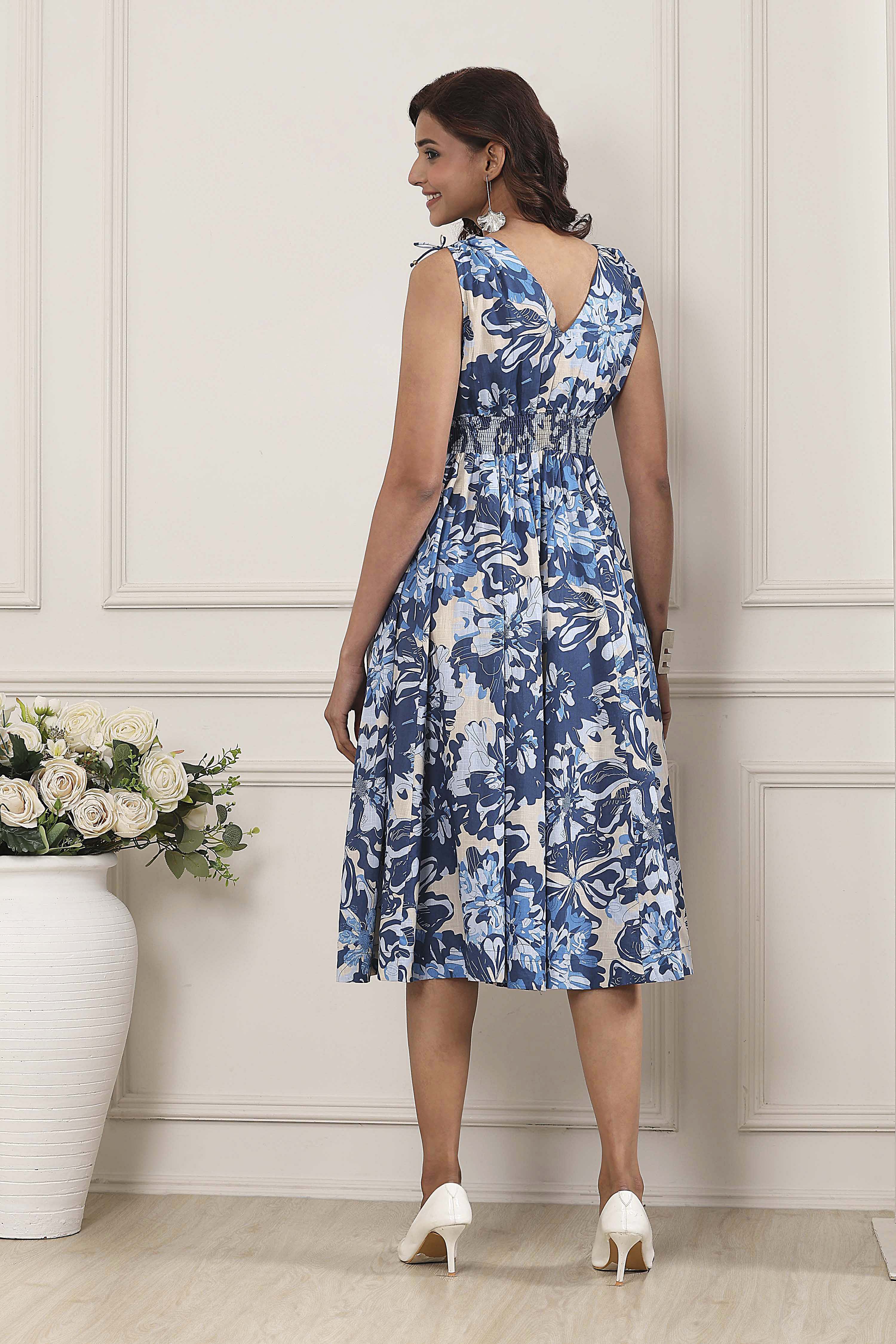 Blue Cotton Kalidar Dress image number 3