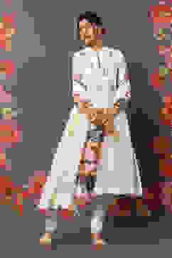 Rohit Bal Cream Cotton Blend Straight Kurta Suit Set image number 0