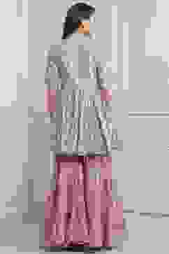 Light Blue Cotton Straight Kurta Garara Suit Set image number 4