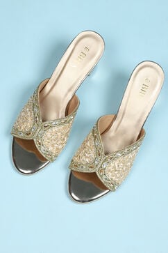 Gold Embellished Sandals image number 5