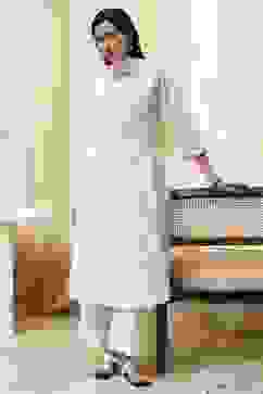 Off-White Embroidered Kalidar Suit Set image number 0