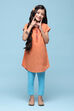 Orange Cotton Straight Solid Kurta Set