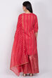 Red Cotton Straight Kurta Sharara Suit Set image number 4
