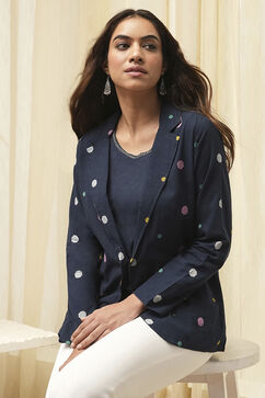 Navy Cotton Straight Yarndyed 2 Piece Set image number 0