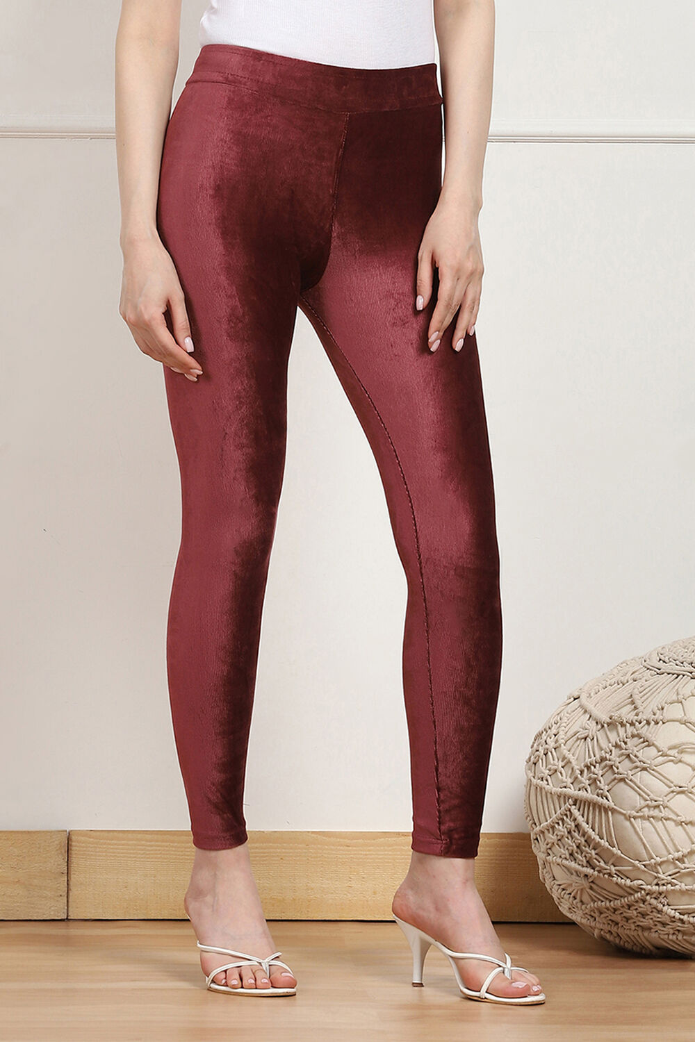 Brown Viscose Solid Pant image number 3