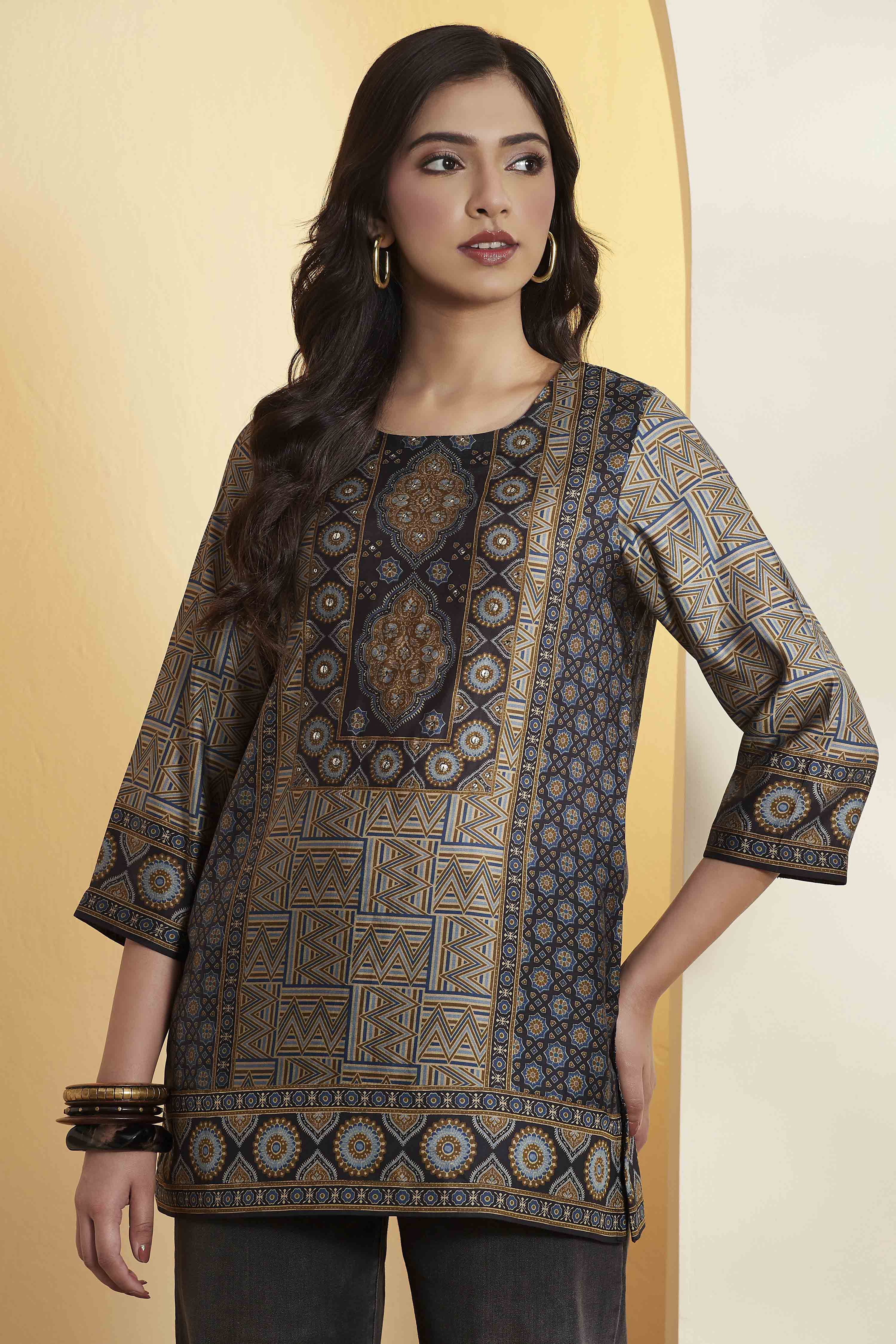 Blue Viscose Blend Straight Kurta image number 5