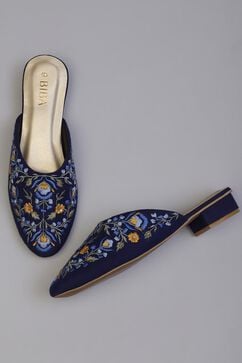 Blue Embroidered Mules image number 2