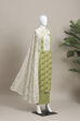Light Green Cotton Printed Embroidered Unstitched Suit Set image number 4