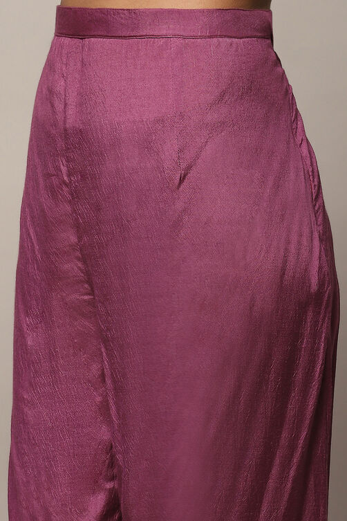 Purple Polyester Unstitched Suit set image number 3
