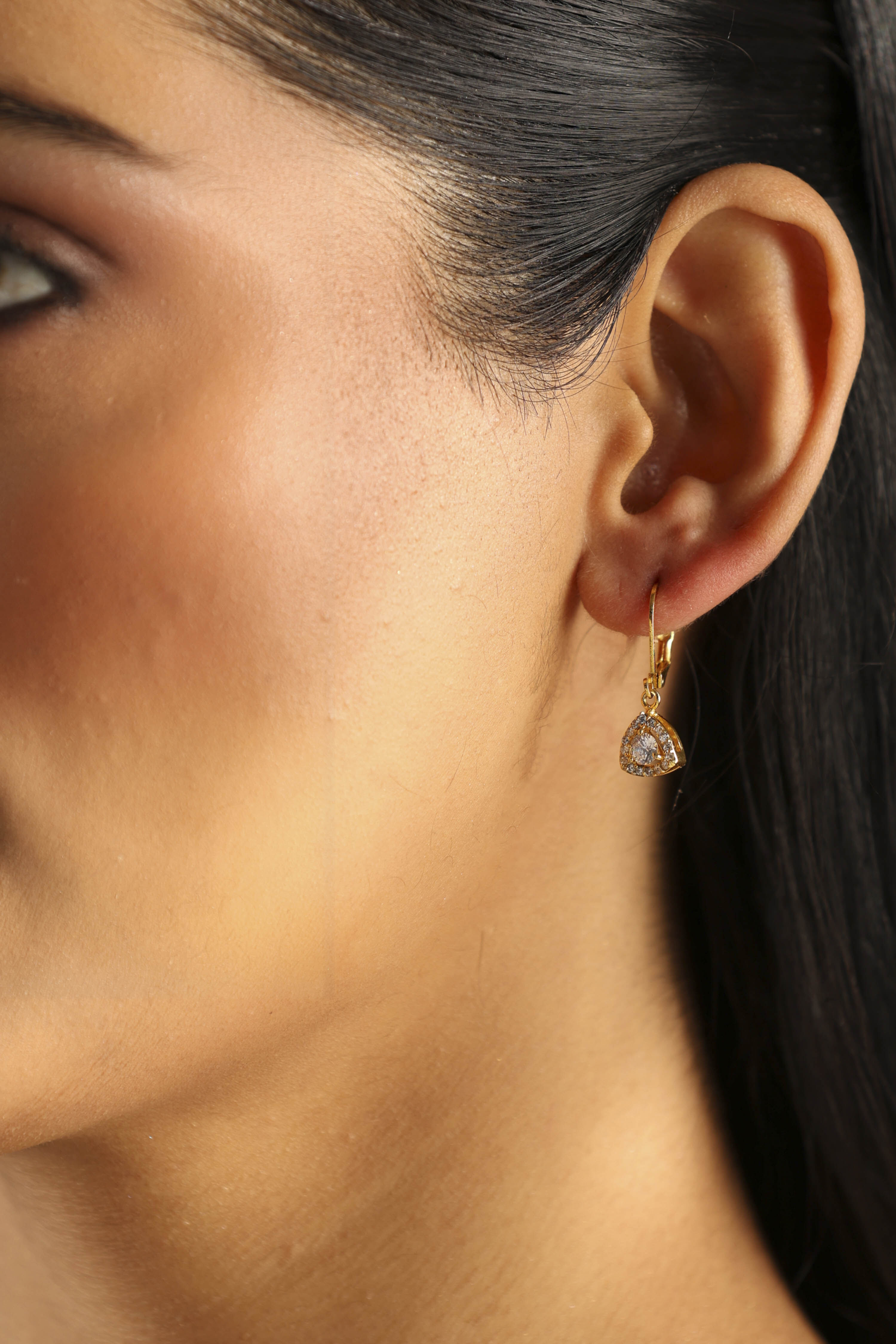 Gold Plated Brass Stone Studded Drop Earrings image number 1