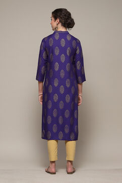 Pink & Purple Rayon Straight Printed Kurta image number 4