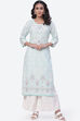 Aqua Blue Cotton Straight Suit Set image number 0