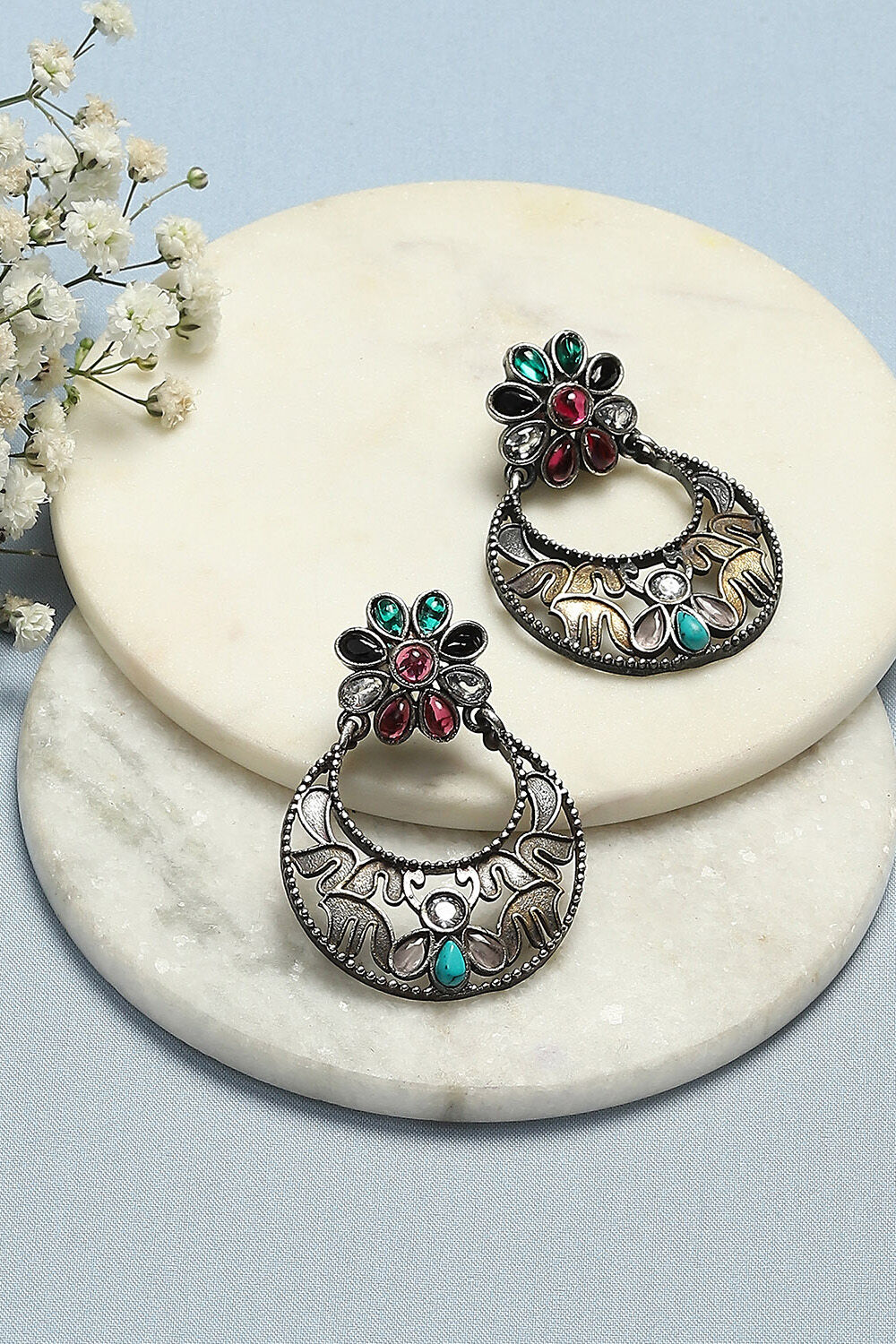 Multicolor Brass earrings image number 0