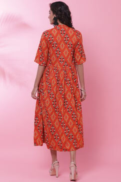 Rust Rayon Fusion Dress image number 4