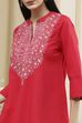Raspberry Embroidered Straight Short Kurta image number 1