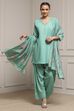 Green Viscose Rayon Straight Dyed Suit Set image number 0