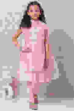 Pink Art Silk Straight Kurta Churidar Suit Set image number 5