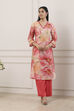 Pink Viscose Blend Straight Suit Set image number 7