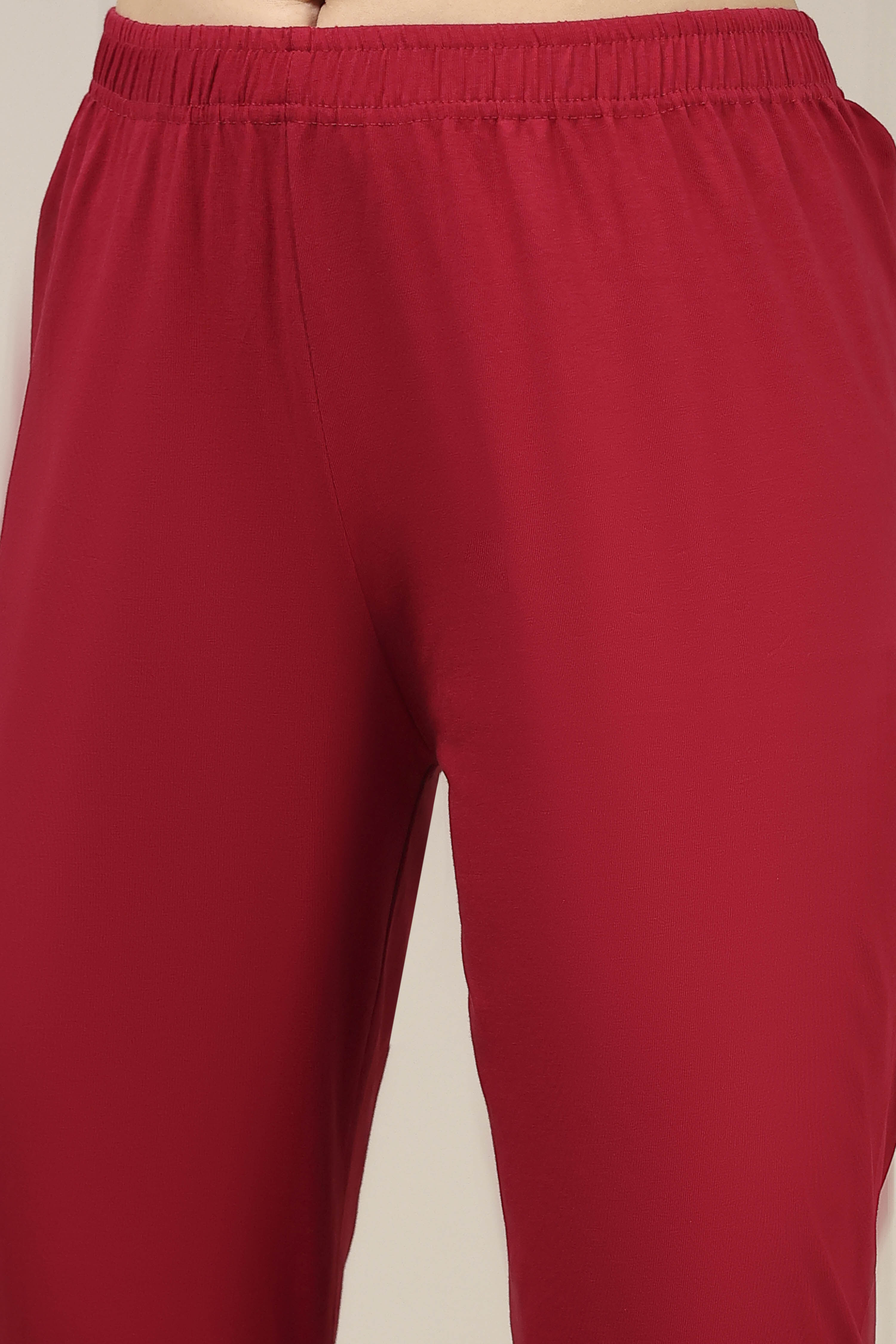 Cherry Red Cotton Printed Anarkali Suit Set image number 2