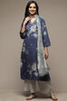 Indigo Rayon Straight Kurta Palazzo Suit Set image number 1