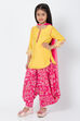 Yellow & Pink Art Silk Straight Kurta Dhoti Pant Suit Set image number 0