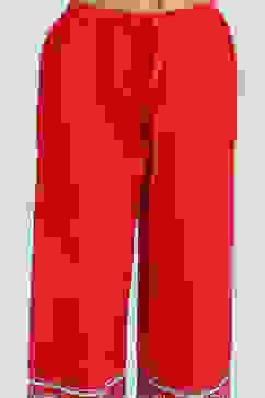 Pink and Blue Cotton Printed A-Line Kurta Set image number 2