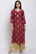 Maroon Viscose Straight Kurta image number 4