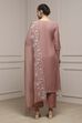 Beige Mul Chanderi Blend Hand Embroidered Unstitched Suit Set image number 5