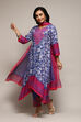 Off White Viscose Straight Printed Kurta Pant Suit Set image number 5