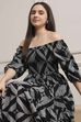 Black Cotton Printed Tiered Dress image number 0