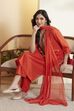 Rust Cotton Yoke Design Straight Kurta Set