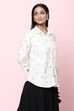 Off White Straight Art Silk Printed Short Kurti image number 4