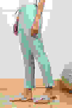 Sky Blue Cotton Solid Regular Pants image number 2