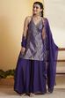 Violet Blue Viscose Rayon Halter Neck Sharara Set