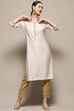 Beige Embellished Festive Straight Kurta image number 0