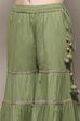 Sap Green Cotton Blend Straight YARNDYED Suit Set