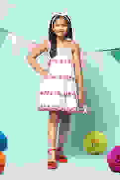 White Cotton Tiered Dress image number 5