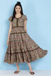 Sage Green Cotton Fusion Wear Dress image number 2
