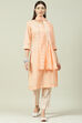 Orange Cotton Screen Print Unstitched Suit Set image number 0