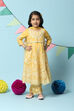 Yellow Cotton Blend Kalidar Kurta Straight Palazzo Suit Set