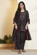 Black Viscose Blend Printed Straight Kurta Set image number 0