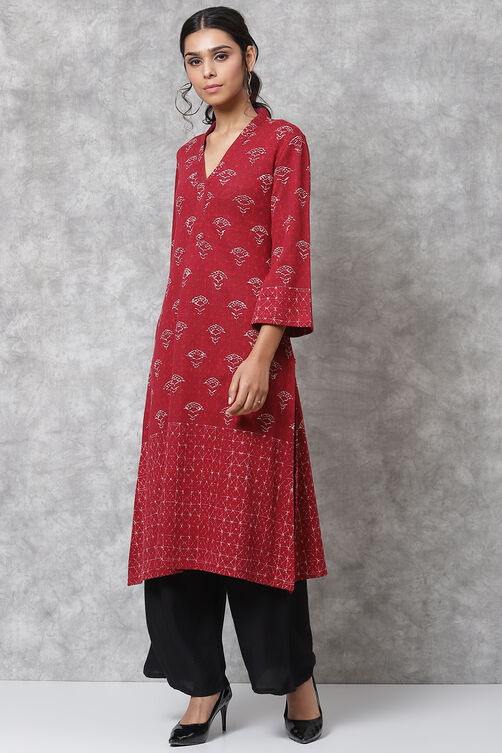 Plum Straight Acrylic Kurta image number 2