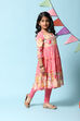 Pink Rayon Flared Printed Kurta Set image number 5