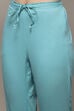 Turquoise Cotton Blend Straight Kurta Pants Suit Set image number 6