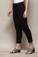 Black Cotton Slim Solid Pants image number 2