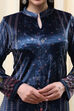 Petrol Blue Polyester Straight Printed Kurta Slim Pant Suit Set image number 1