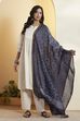 Navy Blue Printed Chanderi Dupatta image number 0